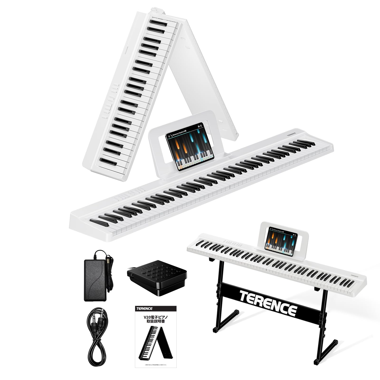 TERENCE PANO キーボード　ピアノ　88鍵盤 Amazon | TERENCE 電子ピアノ 88鍵盤 折り畳み式 キーボード